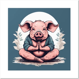 Pig Yoga Namaste National Pig Day Humor Posters and Art